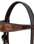 BAR H EQUINE Western Handtooled Leather Horse Headstall & Breast Collar Set