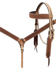 BAR H EQUINE Western Handtooled Leather Horse Headstall & Breast Collar Set