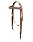 BAR H EQUINE Western Handtooled Leather Horse Headstall & Breast Collar Set