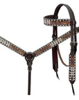 BAR H EQUINE Western Handtooled Leather Horse Headstall & Breast Collar Set