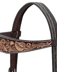 BAR H EQUINE Western Handtooled Leather Horse Headstall & Breast Collar Set