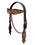 BAR H EQUINE Western Handtooled Leather Horse Headstall & Breast Collar Set