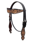 BAR H EQUINE Western Handtooled Leather Horse Headstall & Breast Collar Set
