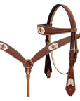 BAR H EQUINE Western Handtooled Leather Horse Headstall & Breast Collar Set