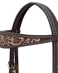 BAR H EQUINE Western Handtooled Leather Horse Headstall & Breast Collar Set