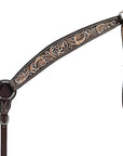 BAR H EQUINE Western Handtooled Leather Horse Headstall & Breast Collar Set