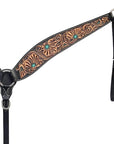 BAR H EQUINE Western Handtooled Leather Horse Headstall & Breast Collar Set
