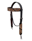 BAR H EQUINE Western Handtooled Leather Horse Headstall & Breast Collar Set