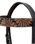 BAR H EQUINE Western Handtooled Leather Horse Headstall & Breast Collar Set