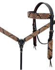 BAR H EQUINE Western Handtooled Leather Horse Headstall & Breast Collar Set