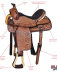 HILASON Western Horse Floral Ranch Roping American Leather Saddle Brown