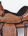 HILASON Western Horse Floral Ranch Roping American Leather Saddle Brown
