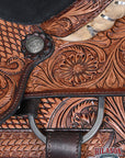 HILASON Western Horse Floral Ranch Roping American Leather Saddle Brown