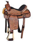 HILASON Western Horse Floral Ranch Roping American Leather Saddle Brown