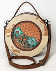 American Darling Canteen Hand Tooled Hair On Genuine Leather women bag western handbag purse