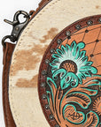 American Darling Canteen Hand Tooled Hair On Genuine Leather women bag western handbag purse