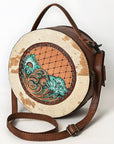 American Darling Canteen Hand Tooled Hair On Genuine Leather women bag western handbag purse
