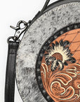 American Darling Canteen Hand Tooled Hair On Genuine Leather women bag western handbag purse