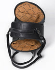 American Darling Hand Tooled & Hair On Crocodile Genuine Leather Canteen Bag