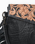 American Darling Clutch Hand Tooled Crocodile Embossed Genuine Leather Women Bag Western Handbag Purse