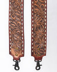 48 In American Darling Gorgeous Floral Hand Carved Genuine Leather Bag Strap With Flower Hand Tooled Design Brown Adbt147B