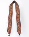 48 In American Darling Gorgeous Floral Hand Carved Genuine Leather Bag Strap With Flower Hand Tooled Design Brown Adbt147C