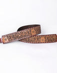 48 In American Darling Gorgeous Floral Hand Carved Genuine Leather Bag Strap With Flower Hand Tooled Design Brown Adbt147D