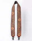48 In American Darling Gorgeous Floral Hand Carved Genuine Leather Bag Strap With Flower Hand Tooled Design Brown Adbt147D