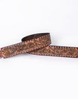 48 In American Darling Gorgeous Floral Hand Carved Genuine Leather Bag Strap With Flower Hand Tooled Design Brown Adbt147F