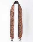 48 In American Darling Gorgeous Floral Hand Carved Genuine Leather Bag Strap With Flower Hand Tooled Design Brown Adbt147F