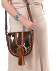 ADBG1610 Crossbody Hand Tooled Hair On Genuine Leather Women Bag