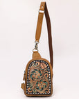 American Darling Hand Curved & Hair On Genuine Leather Sling Bag | Curved Travel Jewelry Case