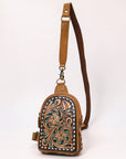 American Darling Hand Curved & Hair On Genuine Leather Sling Bag | Curved Travel Jewelry Case