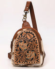 American Darling Hand Curved & Hair On Genuine Leather Sling Bag | Curved Travel Jewelry Case