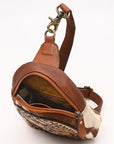 American Darling Hand Curved & Hair On Genuine Leather Sling Bag | Curved Travel Jewelry Case