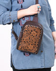 American Darling Sling Hand Tooled Genuine Leather women bag western handbag purse