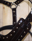 Large Leather Dog Harness Brown Genuine With Leash Hilason