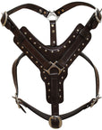 Large Leather Dog Harness Brown Genuine With Leash Hilason