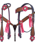 Bar H Equine Daisy Nash Floral Hand Tooled Horse Western Leather One Ear Headstall Brown