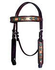 Bar H Equine Austin Arrow Spotted Leather One Ear Headstall Brown