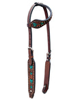 Bar H Equine Austin Arrow Spotted Leather One Ear Headstall Brown