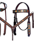 Bar H Equine Austin Arrow Spotted Leather One Ear Headstall Brown