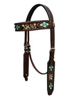 Bar H Equine Western Horse Floral Genuine American Leather Breast Collar Headstall Tack Set