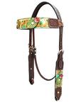 Bar H Equine Premium Hand Tooled Leather Stainless Steel Hardware One Ear Headstall Brown