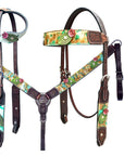 Bar H Equine Premium Hand Tooled Leather Stainless Steel Hardware One Ear Headstall Brown