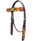 Bar H Equine Premium Hand Tooled Leather Stainless Steel Hardware Breast Collar Brown