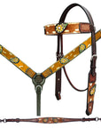 Bar H Equine Premium Hand Tooled Leather Stainless Steel Hardware Breast Collar Brown
