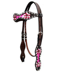 Bar H Equine Genuine Western American Leather Horse Premium Headstall & Breast Collar Set
