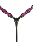 Bar H Equine Genuine Western American Leather Horse Premium Headstall & Breast Collar Set