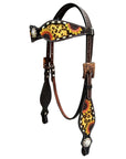 Bar H Equine Genuine Western American Leather Horse Premium Headstall & Breast Collar Set